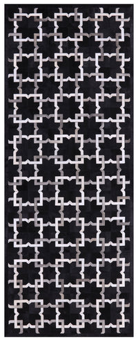 Thumbnail for Black Patchwork Cowhide Runner Rug - 4' 0