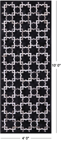 Thumbnail for Black Patchwork Natural Cowhide Runner Rug - 4' 0