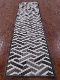 Thumbnail for Grey Patchwork Cowhide Runner Rug - 2' 6