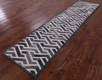 Thumbnail for Grey Patchwork Cowhide Runner Rug - 2' 6