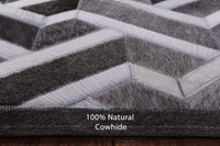 Thumbnail for Grey Patchwork Cowhide Runner Rug - 2' 6