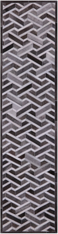 Thumbnail for Grey Patchwork Cowhide Runner Rug - 2' 6