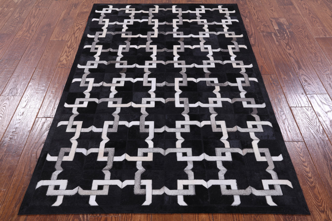 Black Patchwork Cowhide Rug - 4' 0" x 6' 0"