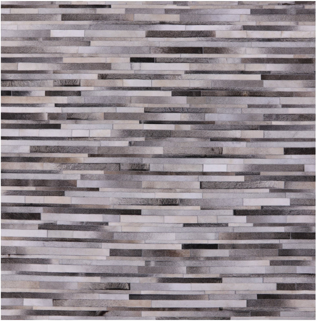 Grey Square Patchwork Natural Cowhide Rug - 7' 0" x 7' 0"