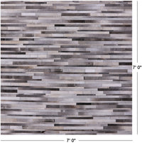 Thumbnail for Grey Square Patchwork Natural Cowhide Rug - 7' 0