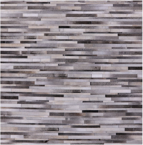 Grey Square Patchwork Natural Cowhide Rug - 7' 0