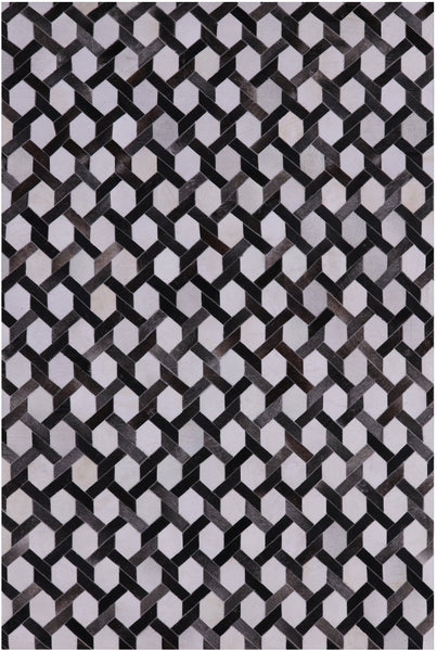 Grey & White Patchwork Cowhide Rug - 6' 0" x 9' 0"