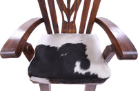 Thumbnail for Reclaimed Wood Chair Handcarved Back Sunflower Removable Hair-On Cowhide Pillow