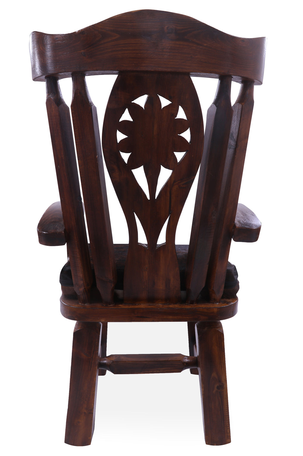 Reclaimed Wood Chair Handcarved Back Sunflower Removable Hair-On Cowhide Pillow