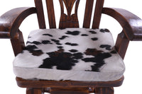 Thumbnail for Reclaimed Wood Chair Handcarved Back Sunflower Removable Hair-On Cowhide Pillow