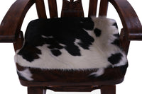 Thumbnail for Reclaimed Wood Chair Handcarved Back Sunflower Removable Hair-On Cowhide Pillow