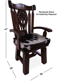 Thumbnail for Reclaimed Wood Chair Handcarved Back Sunflower Removable Hair-On Cowhide Pillow