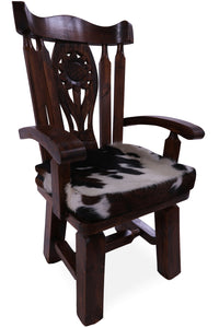 Thumbnail for Reclaimed Wood Chair Handcarved Back Sunflower Removable Hair-On Cowhide Pillow