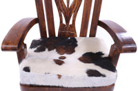 Thumbnail for Reclaimed Wood Chair Handcarved Back Sunflower Removable Hair-On Cowhide Pillow