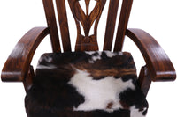 Thumbnail for Reclaimed Wood Chair Handcarved Back Sunflower Removable Hair-On Cowhide Pillow