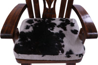 Thumbnail for Reclaimed Wood Chair Handcarved Back Sunflower Removable Hair-On Cowhide Pillow