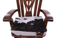 Thumbnail for Reclaimed Wood Chair Handcarved Back Sunflower Removable Hair-On Cowhide Pillow