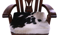 Thumbnail for Reclaimed Wood Chair Handcarved Back Sunflower Removable Hair-On Cowhide Pillow