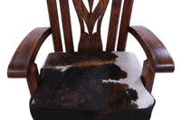 Thumbnail for Reclaimed Wood Chair Handcarved Back Sunflower Removable Hair-On Cowhide Pillow