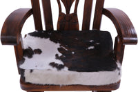 Thumbnail for Reclaimed Wood Chair Handcarved Back Sunflower Removable Hair-On Cowhide Pillow