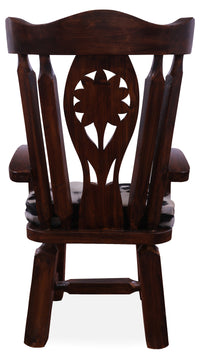 Thumbnail for Reclaimed Wood Chair Handcarved Back Sunflower Removable Hair-On Cowhide Pillow