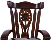 Thumbnail for Reclaimed Wood Chair Handcarved Back Sunflower Removable Hair-On Cowhide Pillow