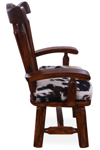 Thumbnail for Reclaimed Wood Chair Handcarved Back Sunflower Removable Hair-On Cowhide Pillow