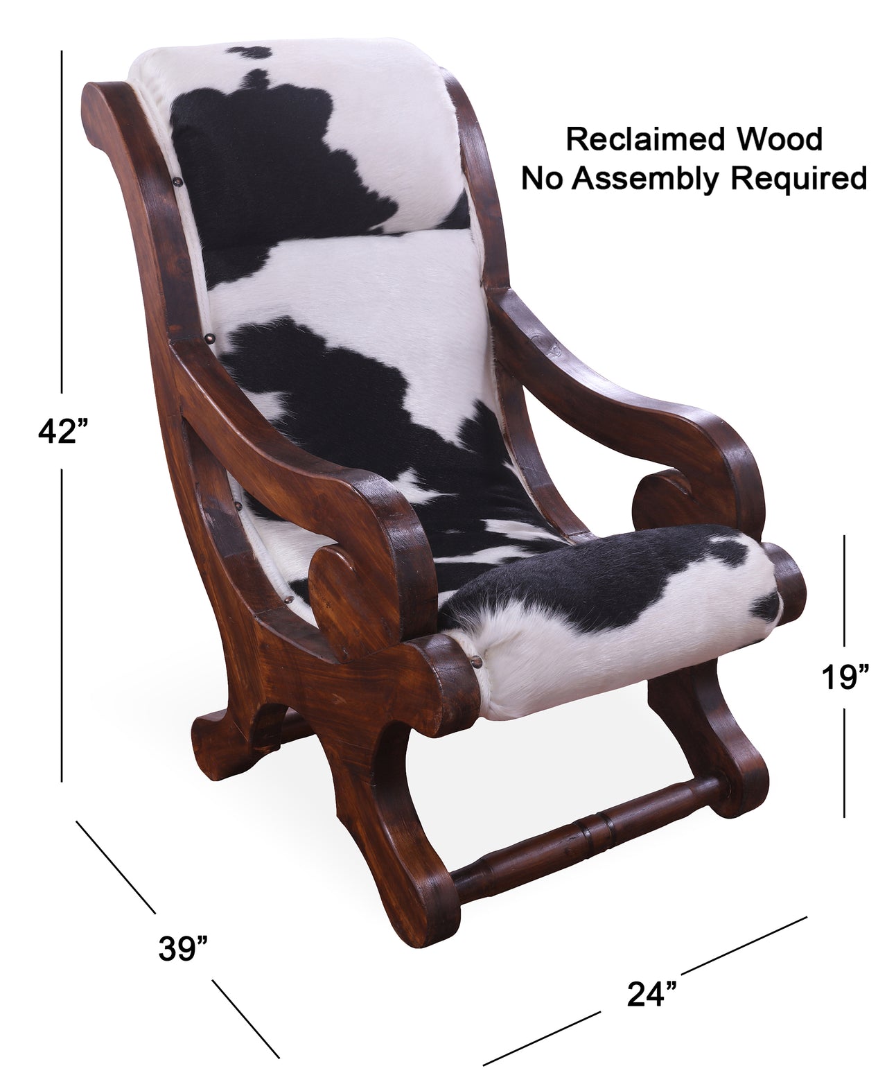 Hair-On Cowhide Handcrafted Reclaimed Wood Chair