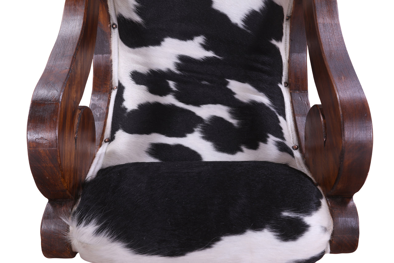 Hair-On Cowhide Handcrafted Reclaimed Wood Chair