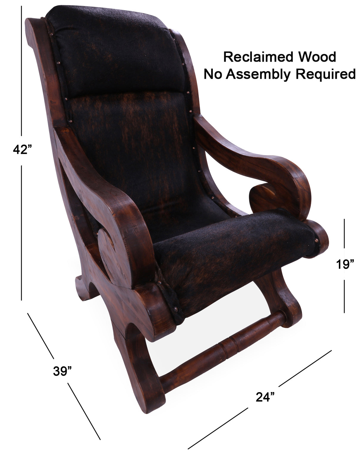 Hair-On Cowhide Handcrafted Reclaimed Wood Chair