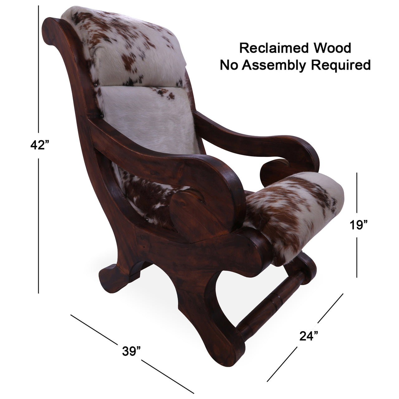 Hair-On Cowhide Handcrafted Reclaimed Wood Chair