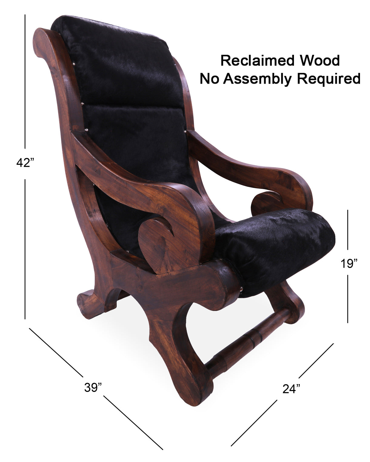 Hair-On Cowhide Handcrafted Reclaimed Wood Chair