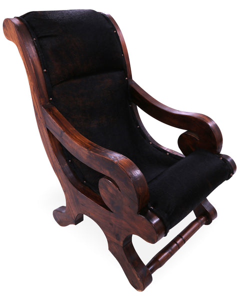 Hair-On Cowhide Handcrafted Reclaimed Wood Chair