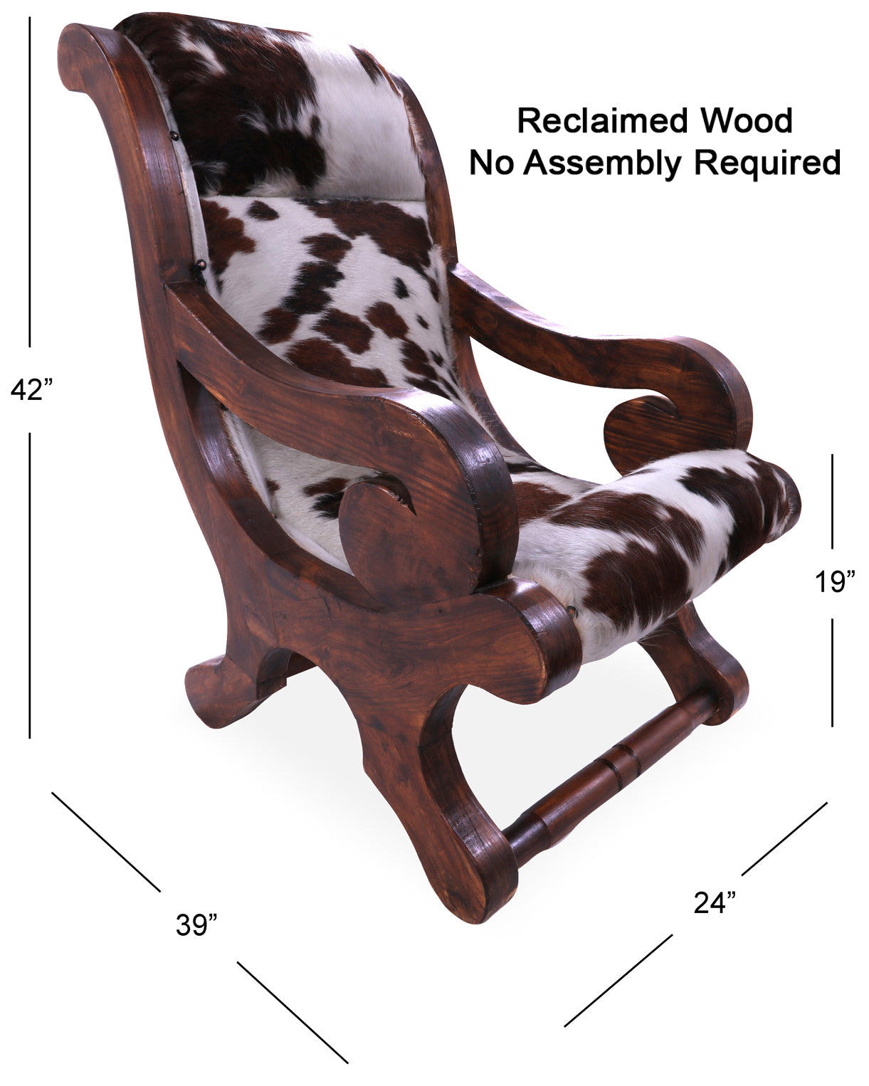 Hair-On Cowhide Handcrafted Reclaimed Wood Chair