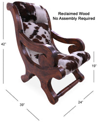 Thumbnail for Hair-On Cowhide Handcrafted Reclaimed Wood Chair