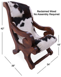 Thumbnail for Hair-On Cowhide Handcrafted Reclaimed Wood Chair