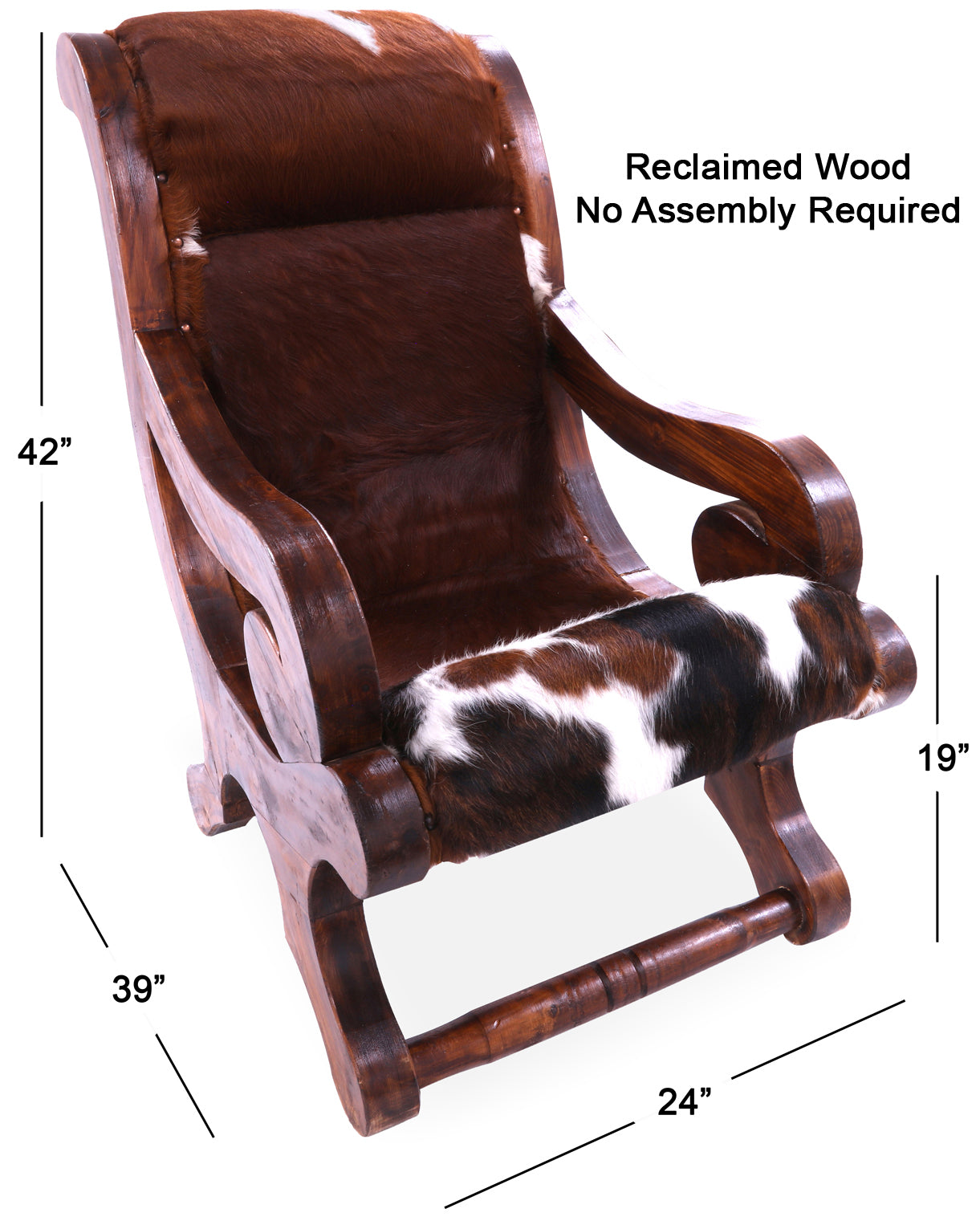 Hair-On Cowhide Handcrafted Reclaimed Wood Chair