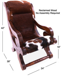 Thumbnail for Hair-On Cowhide Handcrafted Reclaimed Wood Chair