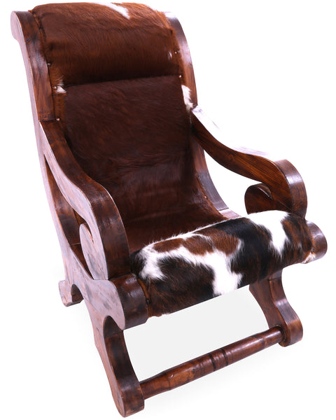 Hair-On Cowhide Handcrafted Reclaimed Wood Chair