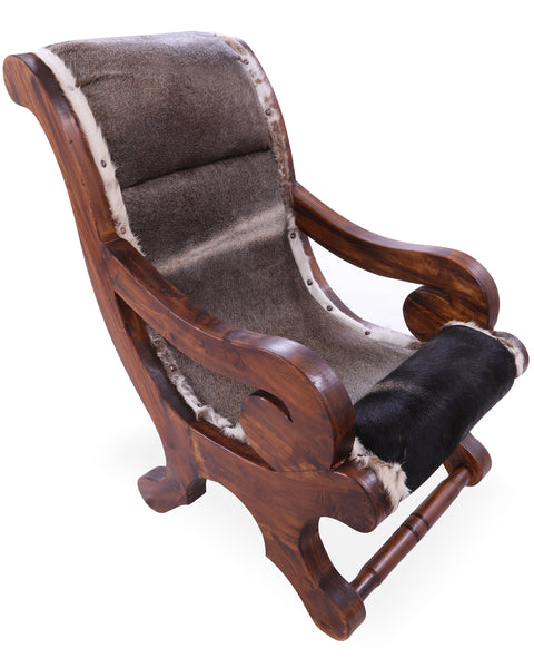 Hair-On Cowhide Handcrafted Reclaimed Wood Chair