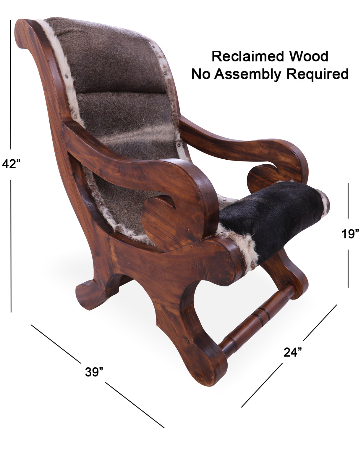 Hair-On Cowhide Handcrafted Reclaimed Wood Chair