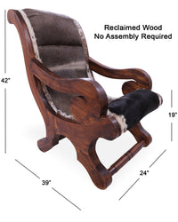 Thumbnail for Hair-On Cowhide Handcrafted Reclaimed Wood Chair