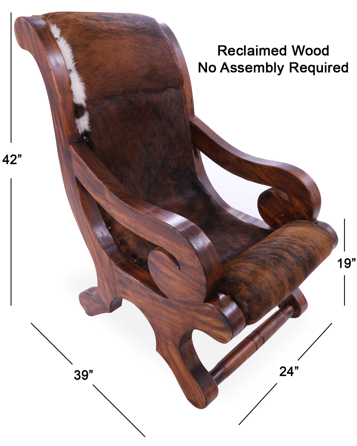 Hair-On Cowhide Handcrafted Reclaimed Wood Chair