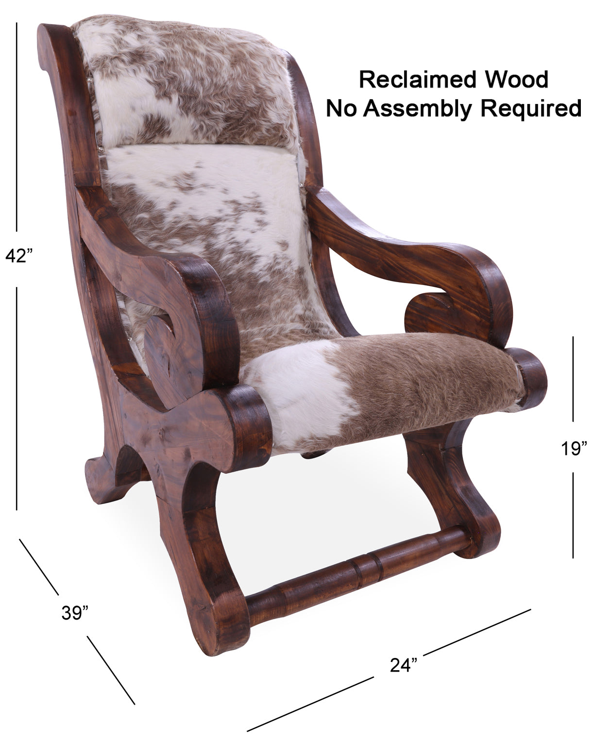 Hair-On Cowhide Handcrafted Reclaimed Wood Chair