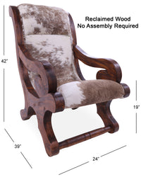 Thumbnail for Hair-On Cowhide Handcrafted Reclaimed Wood Chair