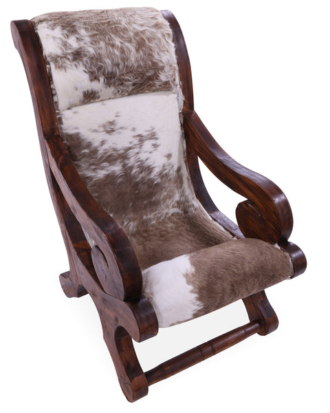 Hair-On Cowhide Handcrafted Reclaimed Wood Chair