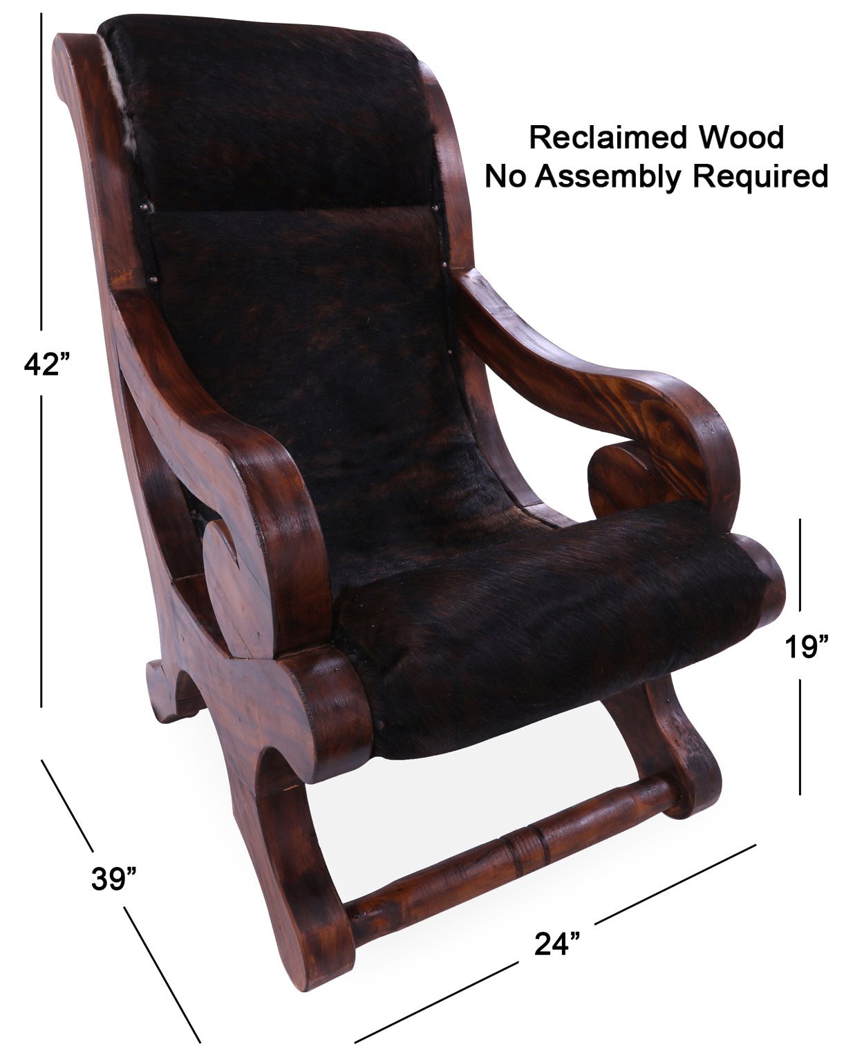 Hair-On Cowhide Handcrafted Reclaimed Wood Chair