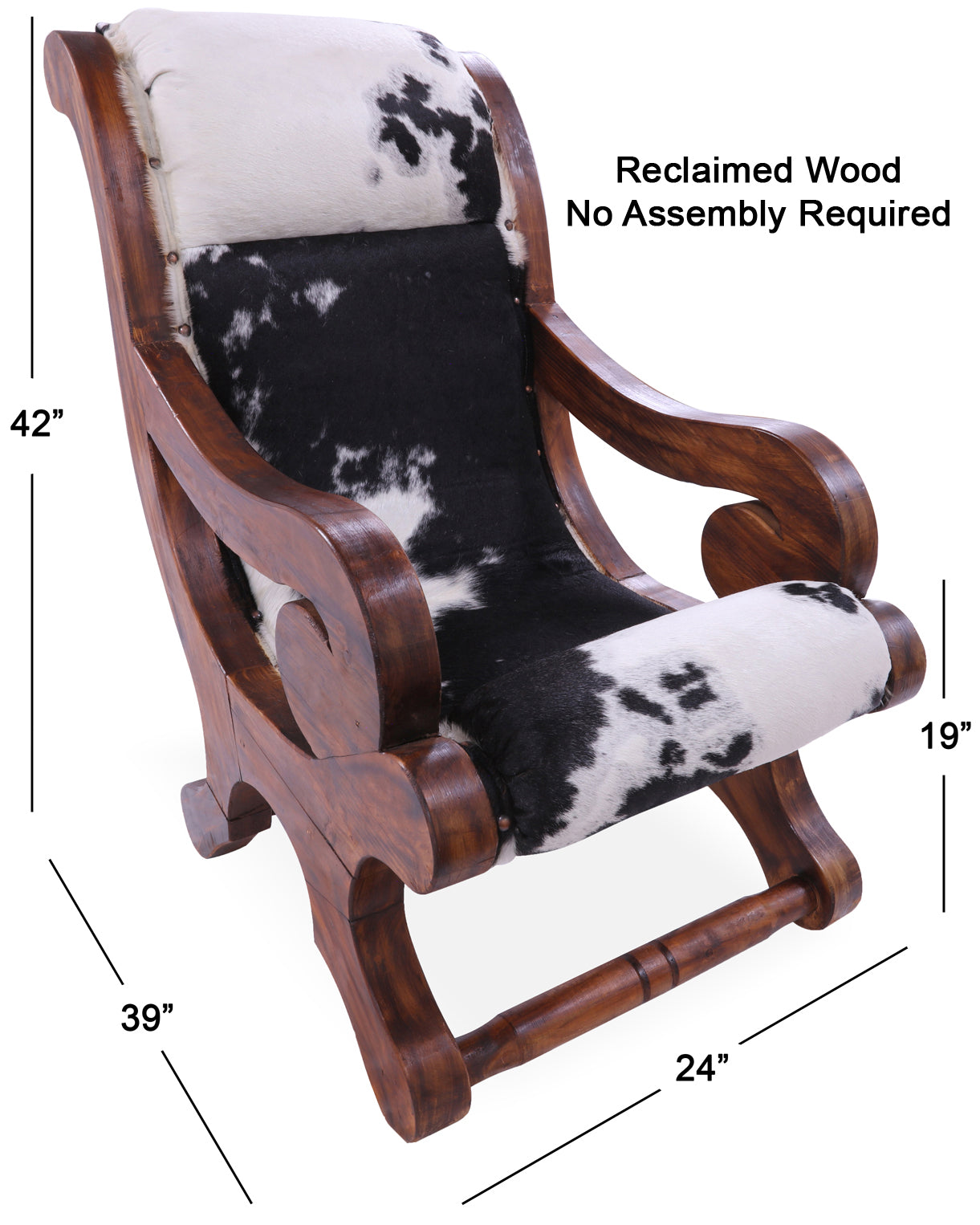 Hair-On Cowhide Handcrafted Reclaimed Wood Chair