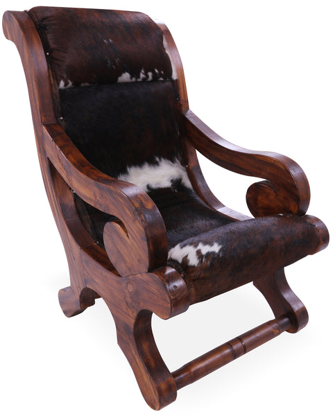 Hair-On Cowhide Handcrafted Reclaimed Wood Chair