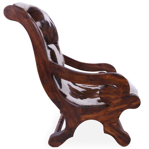 Hair-On Cowhide Handcrafted Reclaimed Wood Chair